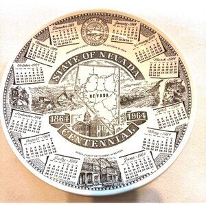 Nevada State Centennial Decorative Plate Brown Print Kettlesprings Kilns 1247